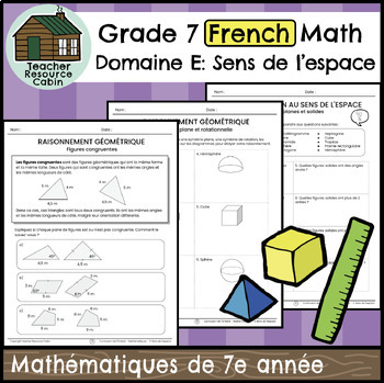 Preview of Domaine E: Sens de l'espace (Grade 7 Ontario FRENCH Math)