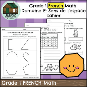 Preview of Domaine E: Sens de l'espace cahier (Grade 1 FRENCH Ontario Math) 2020 Curriculum