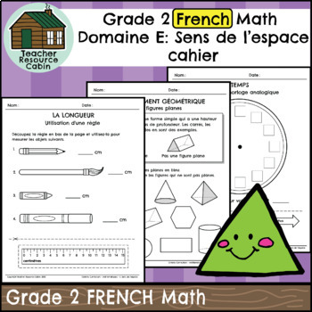 Preview of Domaine E: Sens de l'espace cahier (Grade 2 FRENCH Ontario Math) 2020 Curriculum