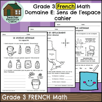 Preview of Domaine E: Sens de l'espace cahier (Grade 3 FRENCH Ontario Math) 2020 Curriculum