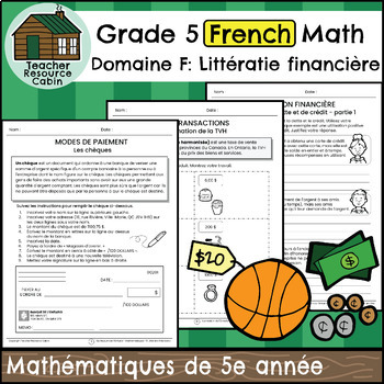 Preview of Domaine F: Littératie financière (Grade 5 Ontario FRENCH Math)