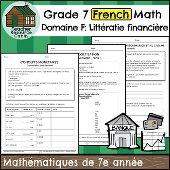 Preview of Domaine F: Littératie financière (Grade 7 Ontario FRENCH Math)