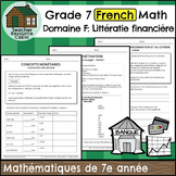 Domaine F: Littératie financière (Grade 7 Ontario FRENCH Math)