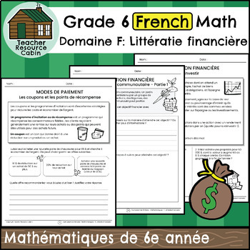 Preview of Domaine F: Littératie financière (Grade 6 Ontario FRENCH Math)