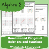 Domains and Ranges of Relations and Functions | Worksheets