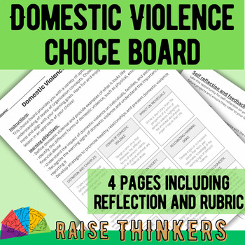 Preview of Domestic Violence Choice Board Middle School Science differentiated project