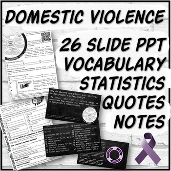 Preview of Domestic Violence Resources (PowerPoint, Guided Notes, 2 TED Talk Lessons)