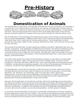Preview of Domestication of Animals  Article & Questions (WORD)