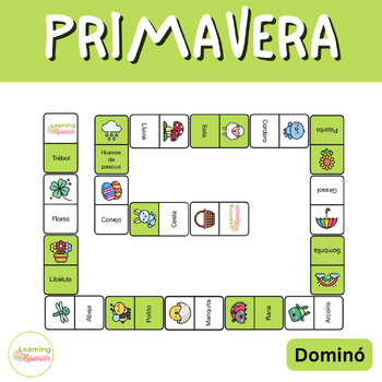 Preview of Dominó de la Primavera | Spring dominoes game in Spanish