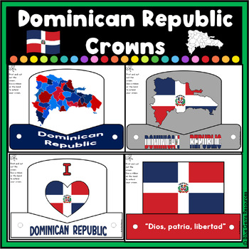 Preview of Dominican Republic Crowns/Hats/Headbands Set 2 | Map | Flags | Crowns