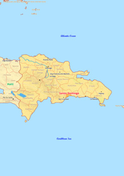 Preview of Dominican Republic map with cities township counties rivers roads labeled