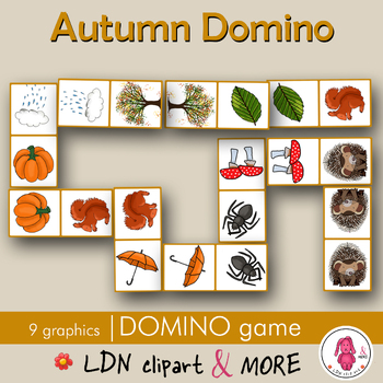 Preview of FALL / AUTUMN Domino game, easy prep! A fun learning activity, print and play