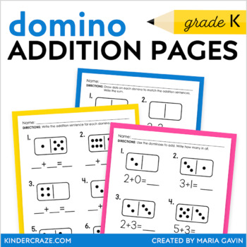 Preview of Domino Addition Practice - Number Sentences Practice - No Prep Math Activity