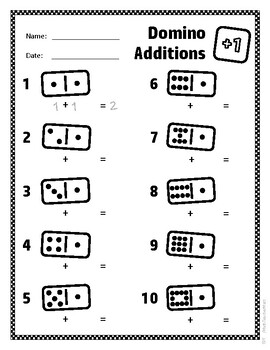 Preview of Domino Additions - No Prep Simply Print! Worksheet
