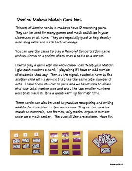 FREEBIE! Domino Cards for Number Matching and Games by Katie Byrd