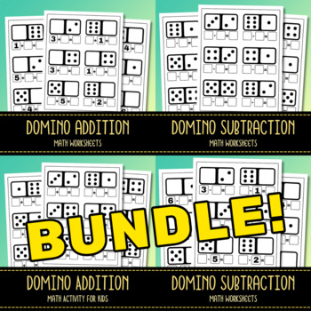 Preview of Domino Early Addition & Subtraction Worksheets - Adding & Subtracting BUNDLE
