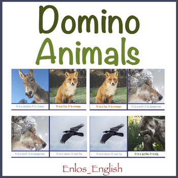 Preview of Domino Game Animals ESL
