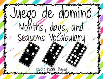 Preview of Domino Game - Spanish Months, Days, and Seasons Vocabulary