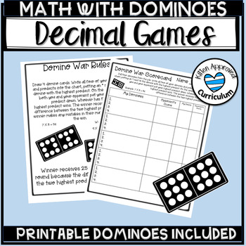 Preview of Domino Math Centers For The Year Decimal Games Printable