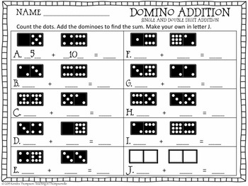 Domino Math Sheets by Kendra Thompson | Teachers Pay Teachers