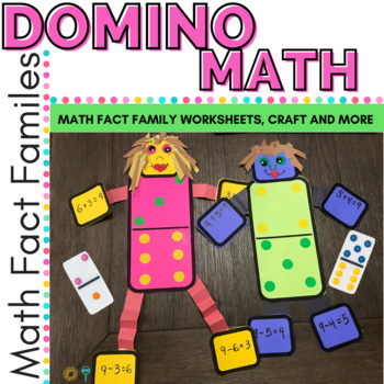 Preview of Domino Math Addition and Subtraction Fact Fluency Worksheets & Domino Math Craft