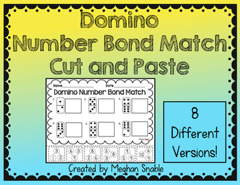 Preview of Domino Number Bond Match, Cut and Paste- Common Core Aligned
