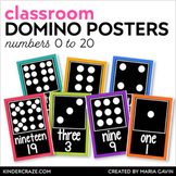 Domino Number Card Posters 0-20 with Black Background