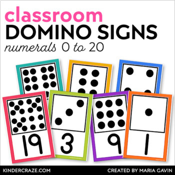 Domino Numeral Cards 0-20 White Series by Maria Gavin | TpT
