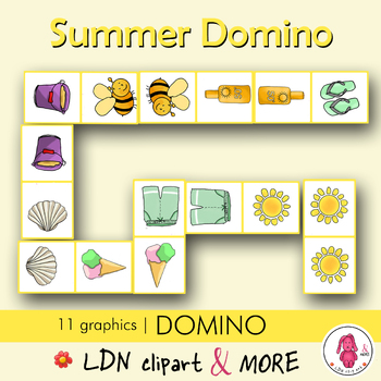 Preview of SUMMER DOMINO game, easy prep! A fun learning activity, print, play and enjoy!