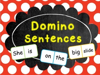 Preview of Domino Sentences (Sight Word Game) Practice reading and writing CVC words