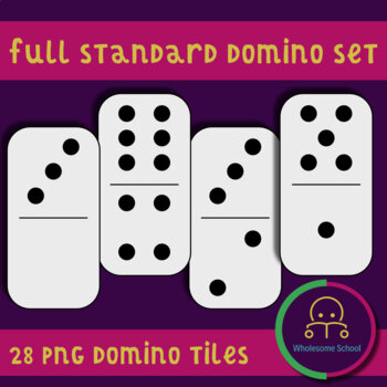 Preview of Domino Tiles Set | 28 .png Images | Digital Assets for Educators & Creators