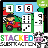 Domino Stacked Subtraction up to 10 Farm Kindergarten Math