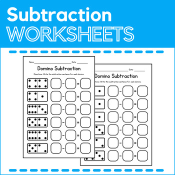 Preview of Domino Subtraction Worksheets - Counting & Subtracting Dots - No Prep - Sub Plan