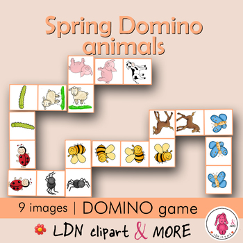 Preview of SPRING printable DOMINO game: ANIMALS, a fun learning activity, print and play