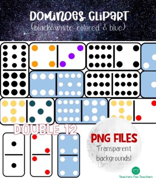 Preview of Dominoes Clip Art | B&W, Colored, and White&Blue