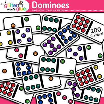 Preview of Dominoes Clipart Images: 200 Cute Colorful Math Game Clip Art Commercial Use