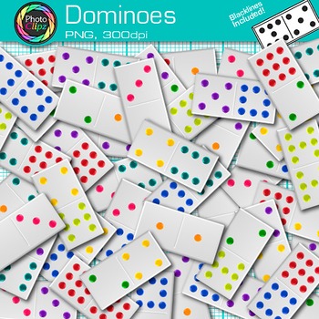 Preview of Dominoes Clipart Images: Colorful Rainbow Math Game Clip Art, Transparent PNG