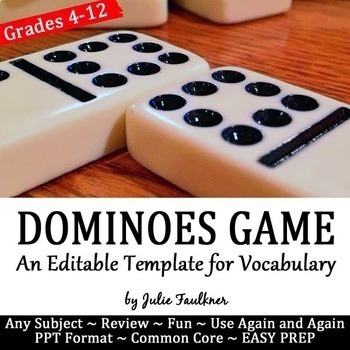 Preview of Dominoes Editable Game Template, Traditional AND Digital
