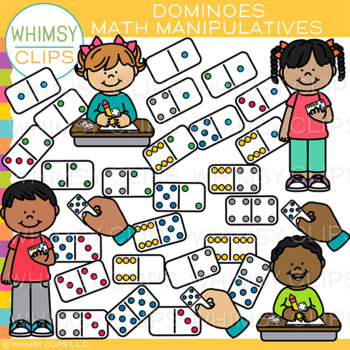 Preview of Math Class Kids with Dominoes Math Manipulatives Clip Art