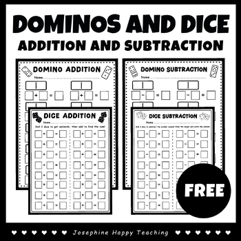 Preview of Dominos and Dice | Addition & Subtraction blank worksheet free