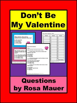 Preview of Don't Be My Valentine Comprehension Questions Task Cards and Worksheet