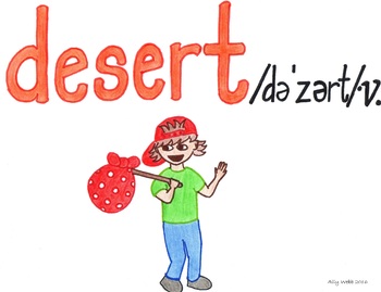 Preview of Don't Desert Cartoon--Printable Montessori Homograph Card