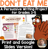 Don't Eat ME! Thanksgiving Persuasive Opinion Writing for Grades 3-6