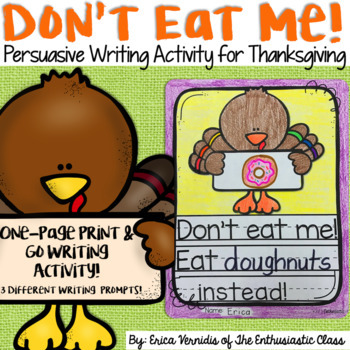 Preview of Don't Eat Me! November Writing Prompts for Thanksgiving