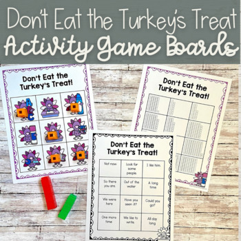 Preview of Don't Eat the Turkey's Treat - Thanksgiving ELA and Math Activity Game Boards