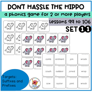 Preview of Don't Hassle the Hippo! | Phonics Card Game | UFLI Inspired | Lessons 99 to 106