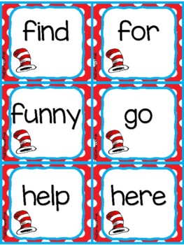 Don't Lose The Cat's Hat Pre Primer Sight Word Game Dr. Seuss RAA
