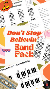 Preview of Don't Stop Believin' for ukulele, guitar, piano and vocals: Band Pack
