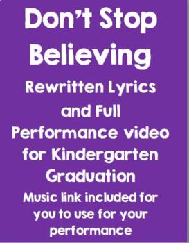 Preview of Don't Stop Believing Lyrics for Kindergarten Graduation