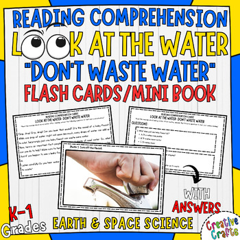 Preview of Don't Waste Water K-1st Earth Science Reading Comprehension Task Cards